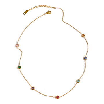 Collier Métallique Élégant avec Gemmes Colorées
