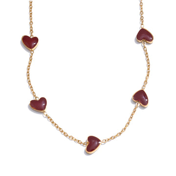 Collier Chic en Émail Rouge Cœur Raffiné et Élégant