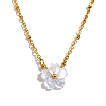 Collier Fleur en Coquille Naturelle - Élégance Dorée