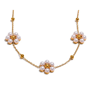 Collier Fleur en Perles Artificielles