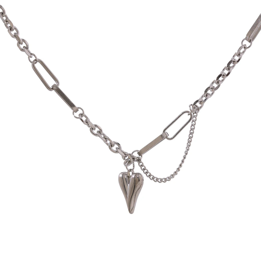 Yhpup-Collier Pendentif Coeur Romantique pour Femme, Acier Inoxydable, Haute Qualité, Métal 18 K, Bergame, Tour de Cou, Travailleurs