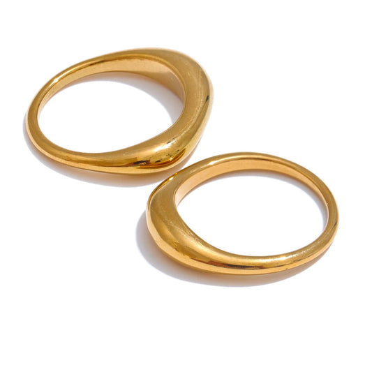 Yhpup deux Styles même série minimaliste Unique en acier inoxydable Chic texturé bague dorée 18K PVD plaqué japon bijoux exquis