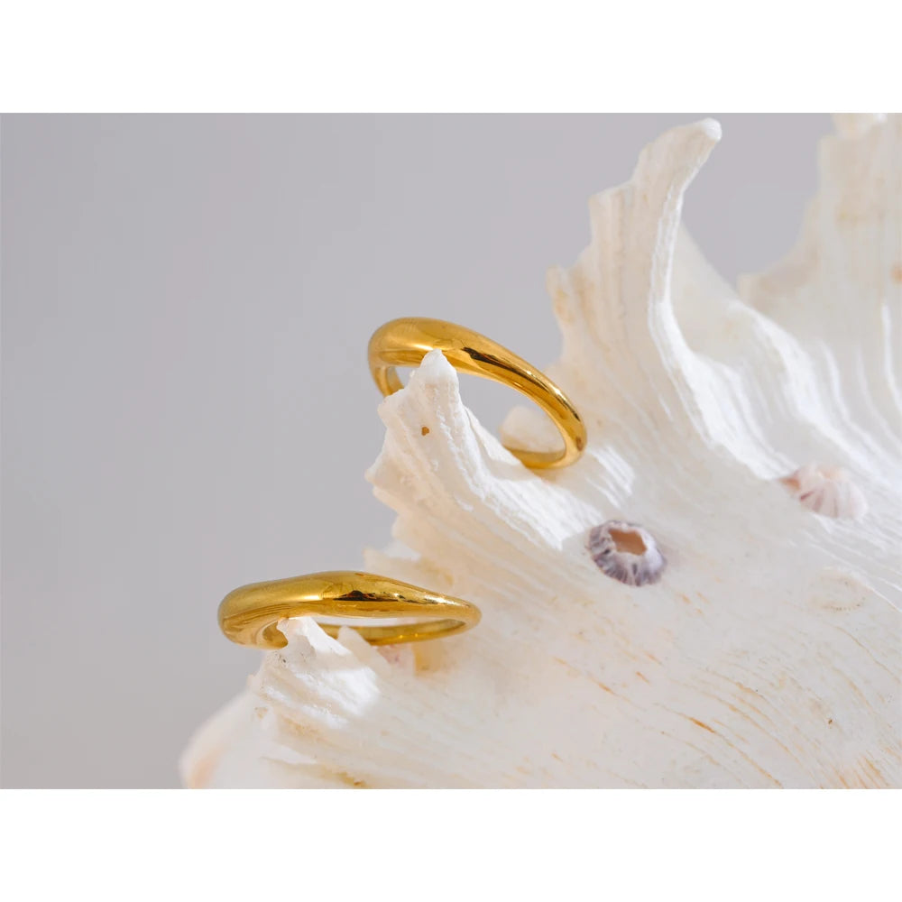Yhpup deux Styles même série minimaliste Unique en acier inoxydable Chic texturé bague dorée 18K PVD plaqué japon bijoux exquis