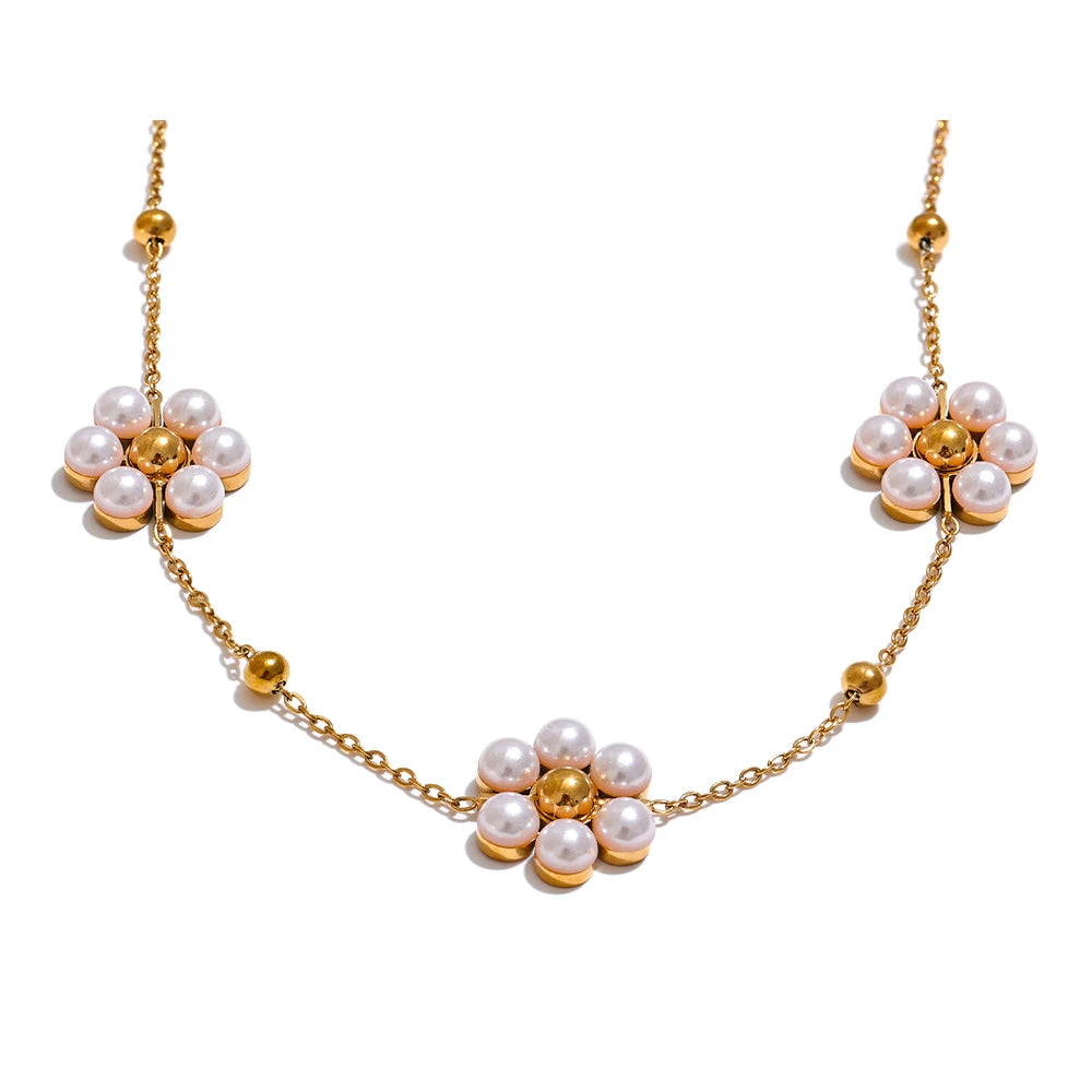 Collier Fleur en Perles Artificielles