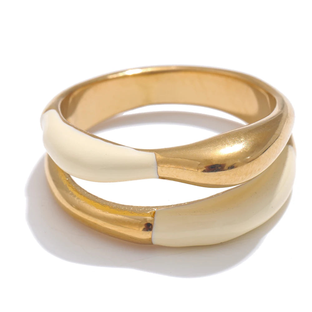 Bague Émail Beige