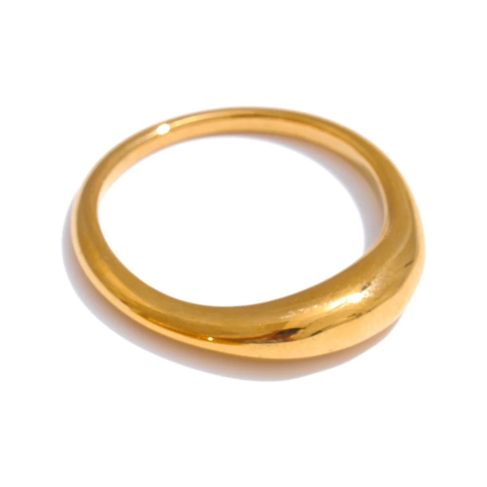 Yhpup deux Styles même série minimaliste Unique en acier inoxydable Chic texturé bague dorée 18K PVD plaqué japon bijoux exquis